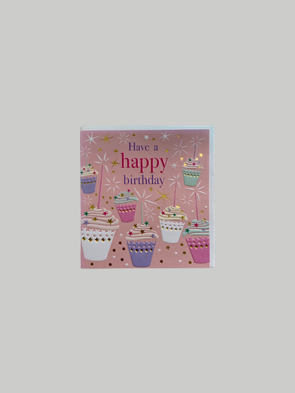 Greeting Card - Birthday Pink Cupcakes