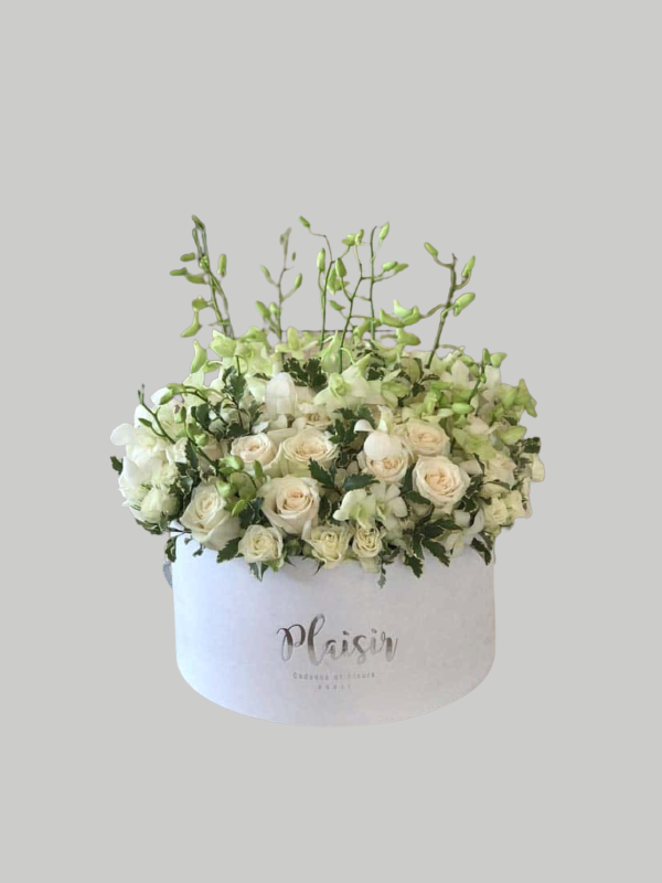 Velvet Hatbox - White and Green Floral