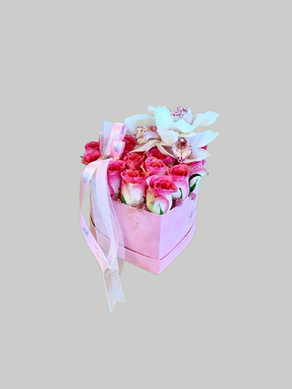 Velvet Heart Box - Pink Roses Small