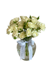 Vase - White Spray Roses Small Bubblicious
