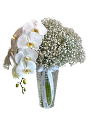 مزهرية كبيرة مزخرفة بقطع متقاطعة - جبس واوركيد