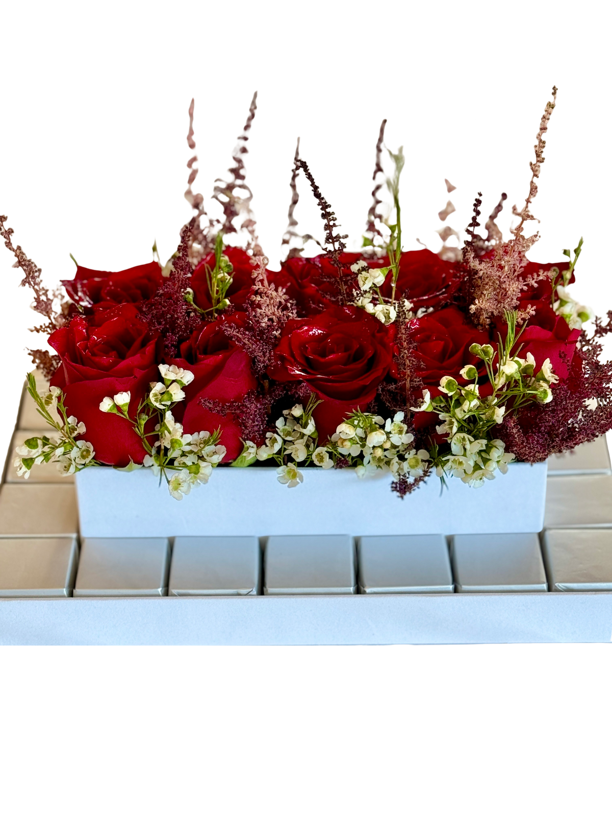 صندوق شوكولاتة فاخر مزين بالزهور