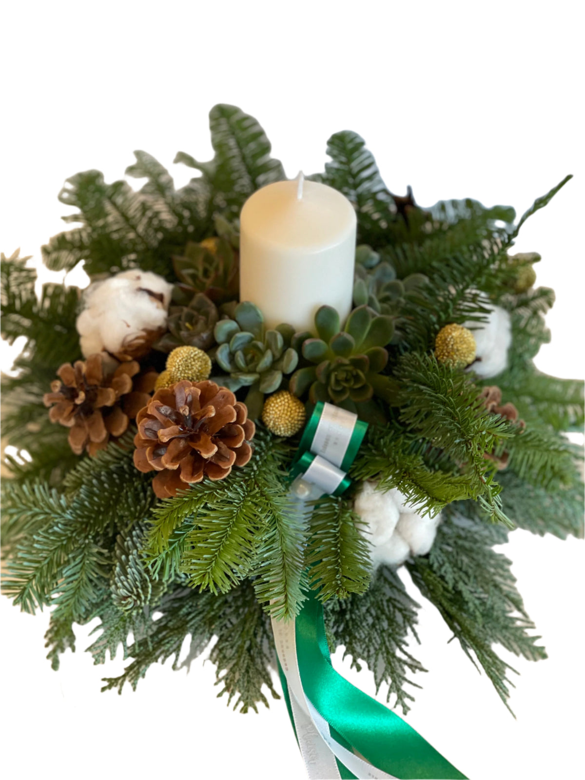 Christmas Wreath (Small) - White and Green