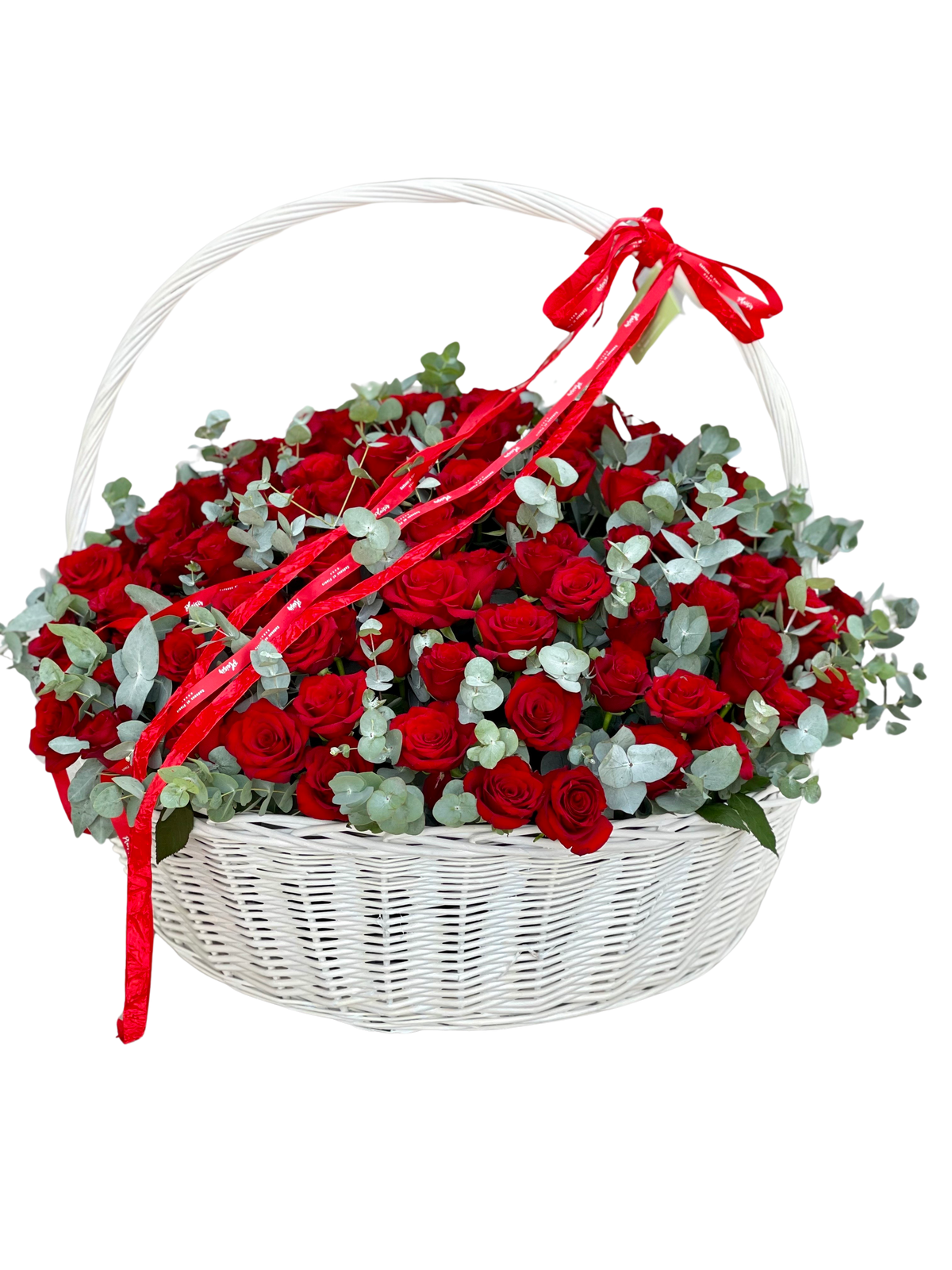 سلة ورد حمراء فاخرة (حوالي متر واحد!)