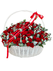 سلة ورد حمراء فاخرة (حوالي متر واحد!)