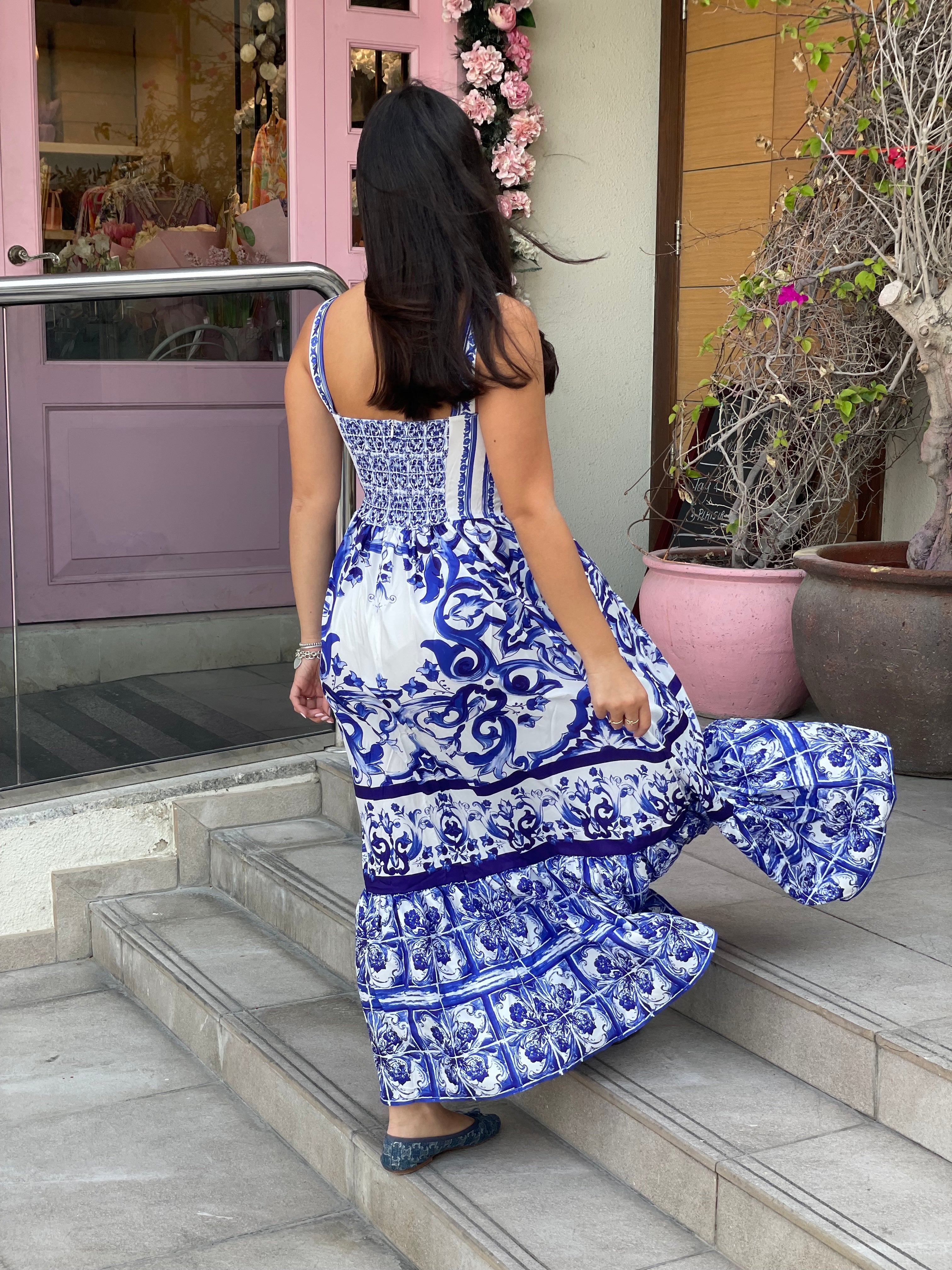 blue and white dress greece Greek White and Blue Dress