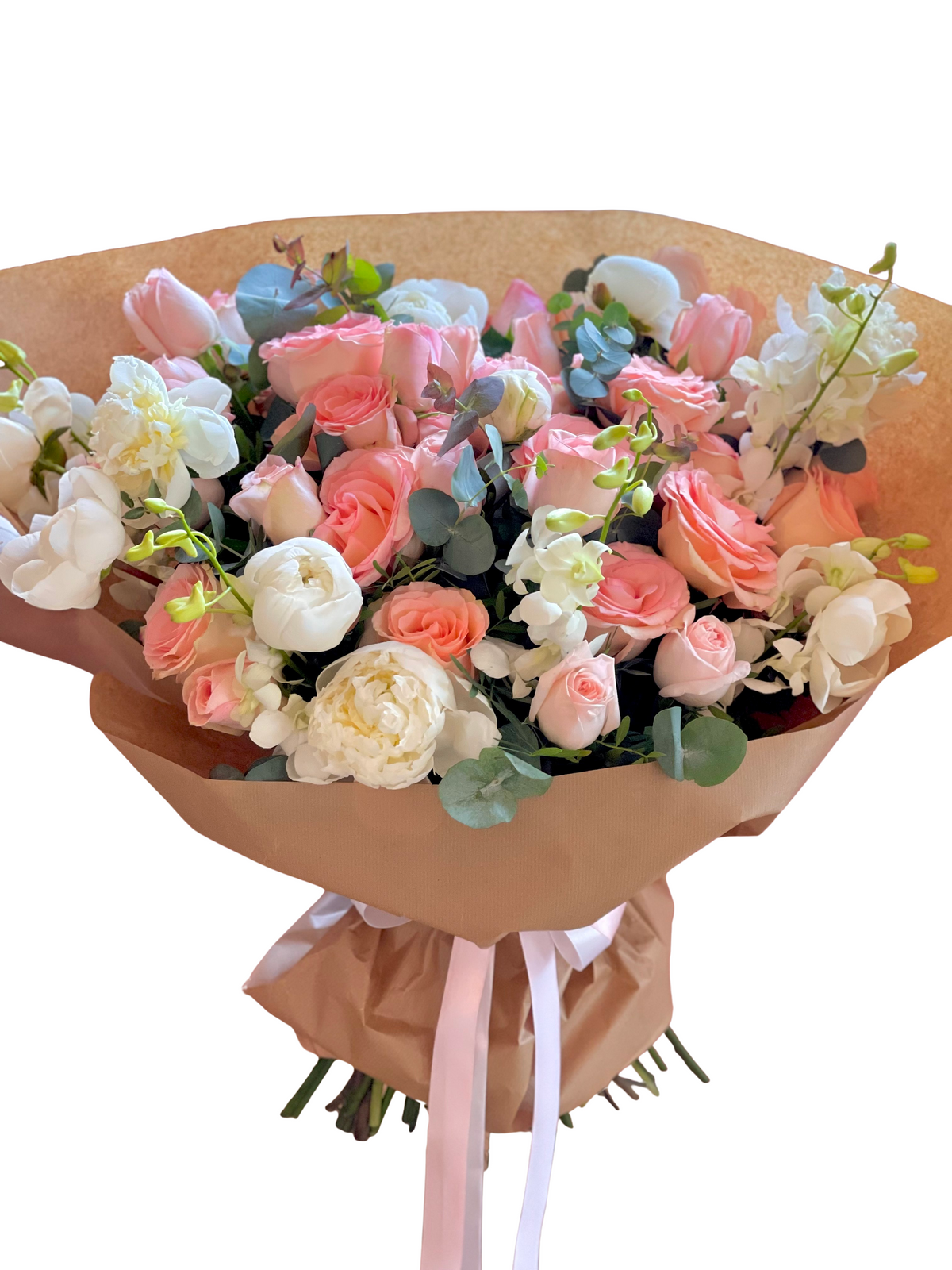 Hand-Tied Bouquet - Mixed Pink and White