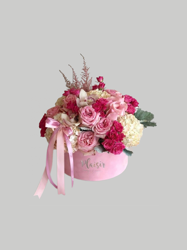 Velvet Hatbox - Pink Floral Mix