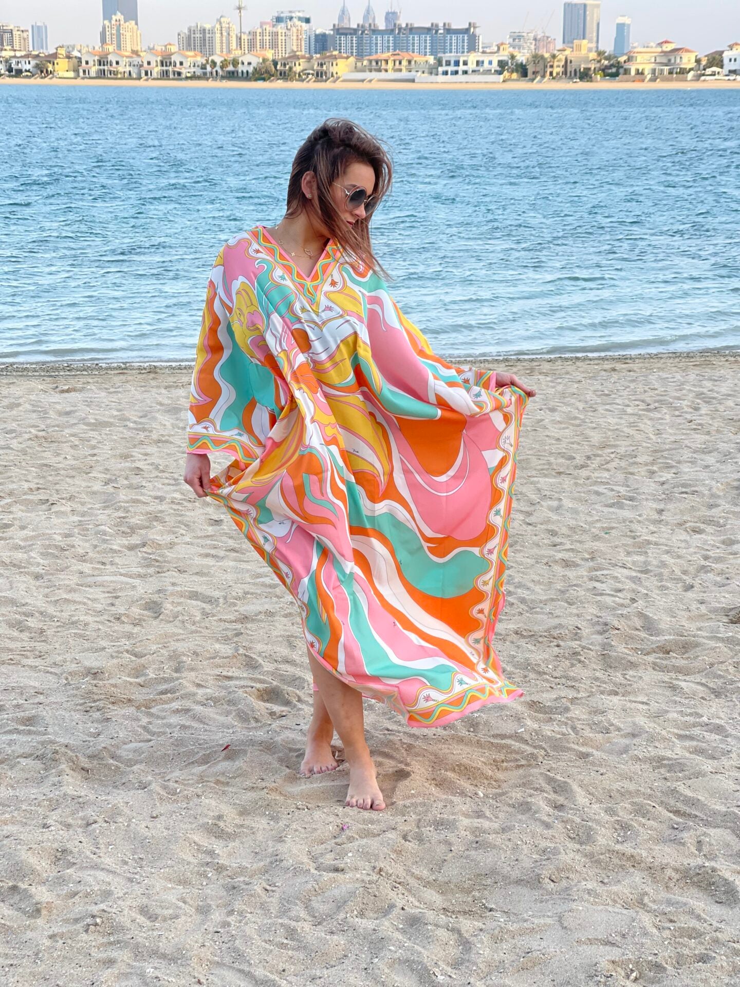 Fashion – Printed Kaftan Peach