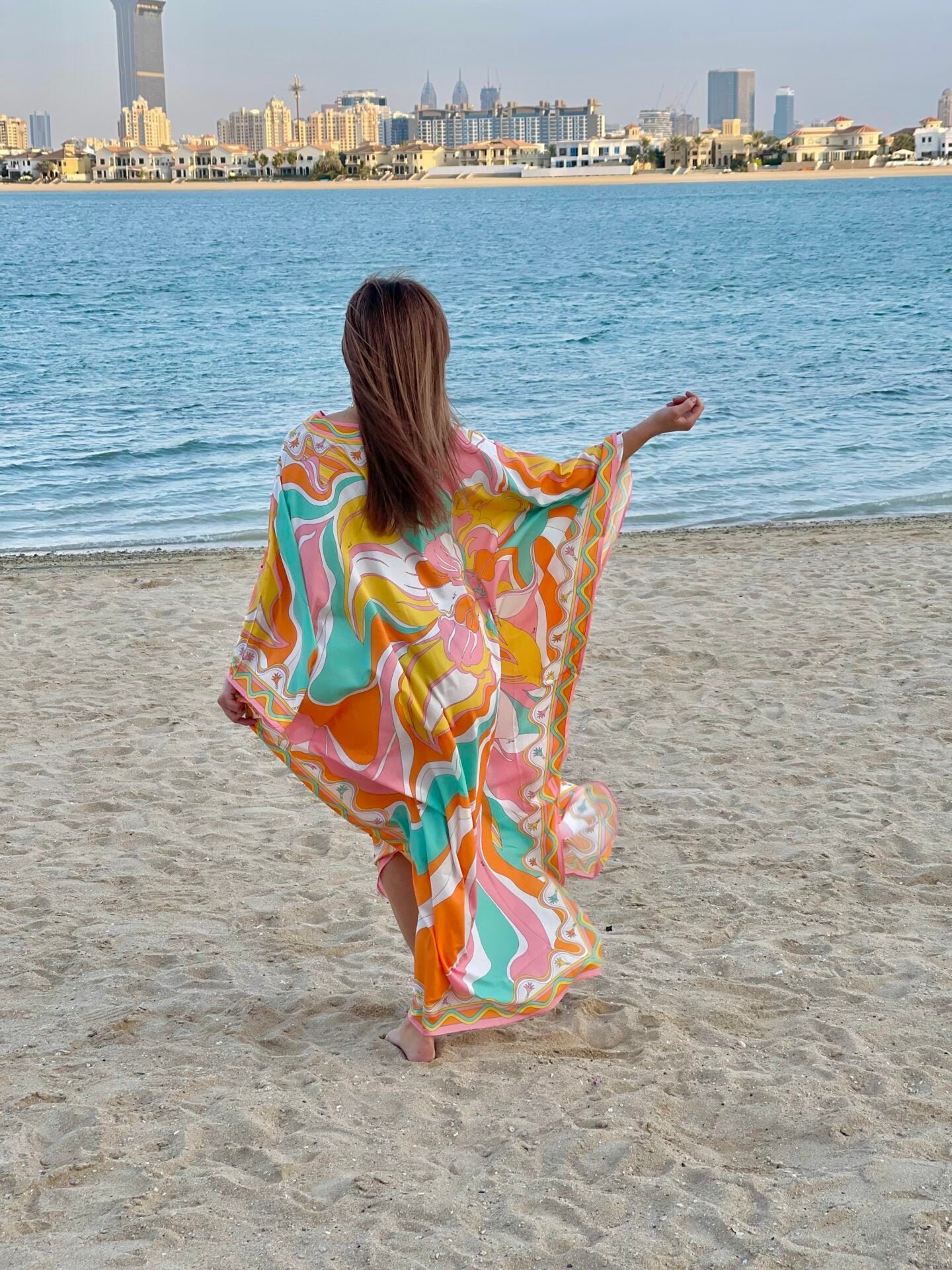 Fashion – Printed Kaftan Peach