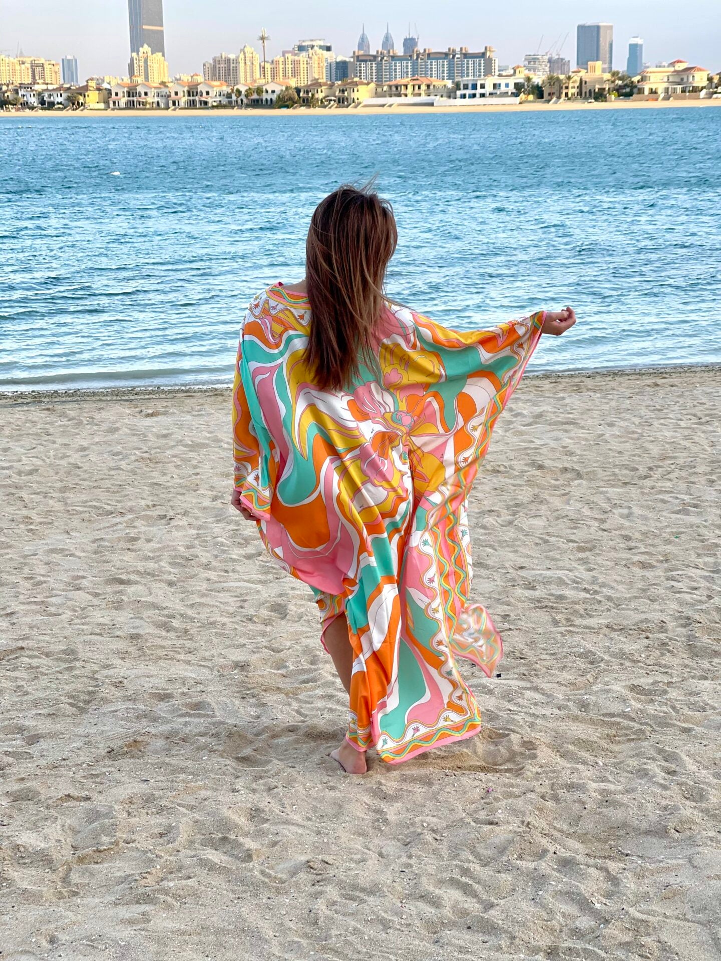 Fashion – Printed Kaftan Peach