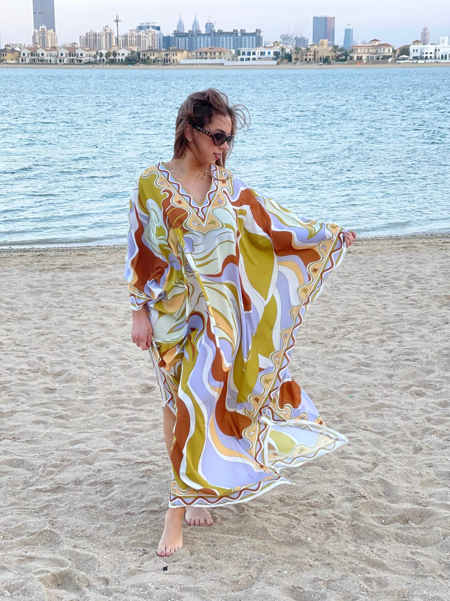 Fashion – Printed Kaftan Taupe