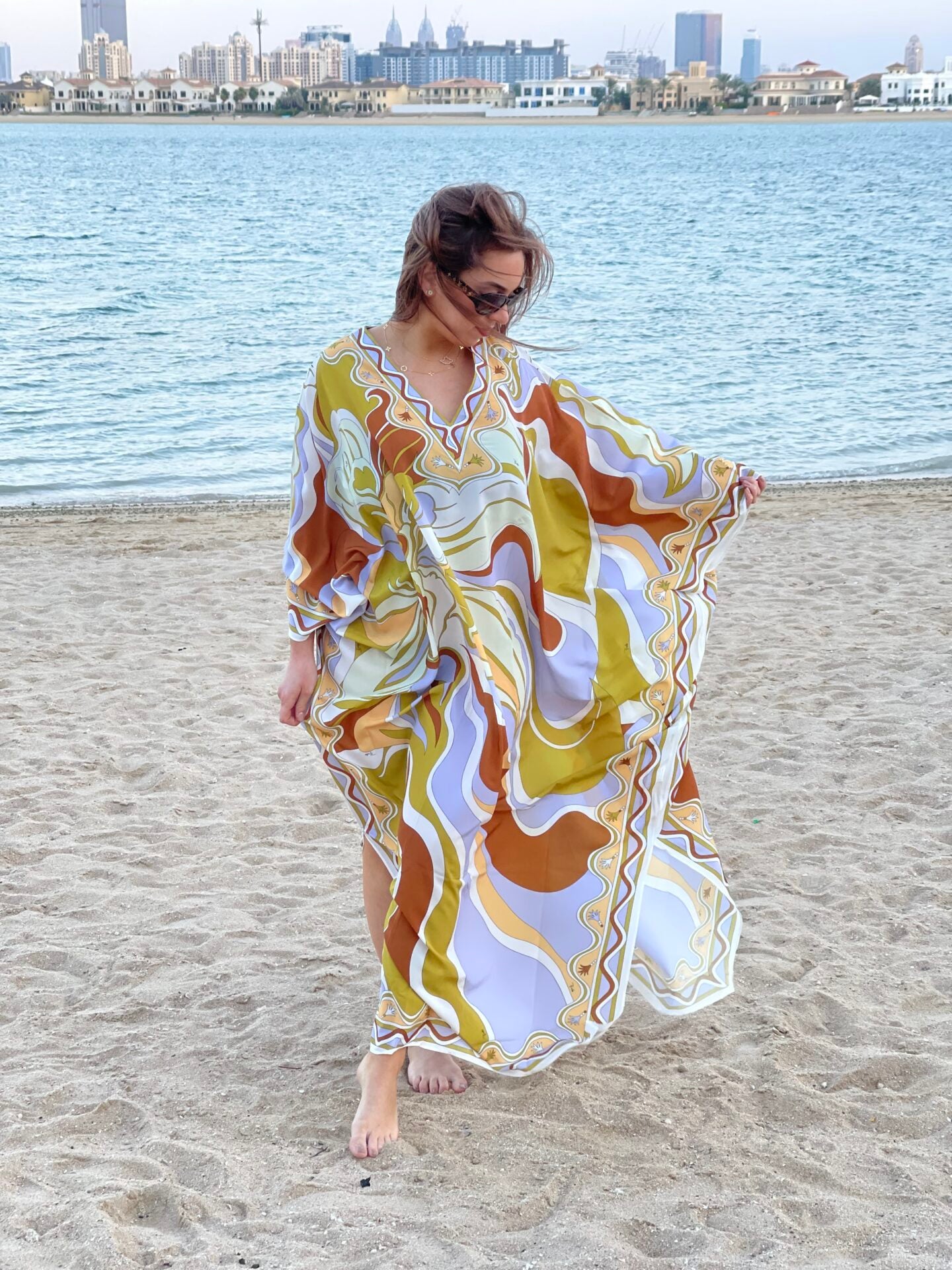 Fashion – Printed Kaftan Taupe