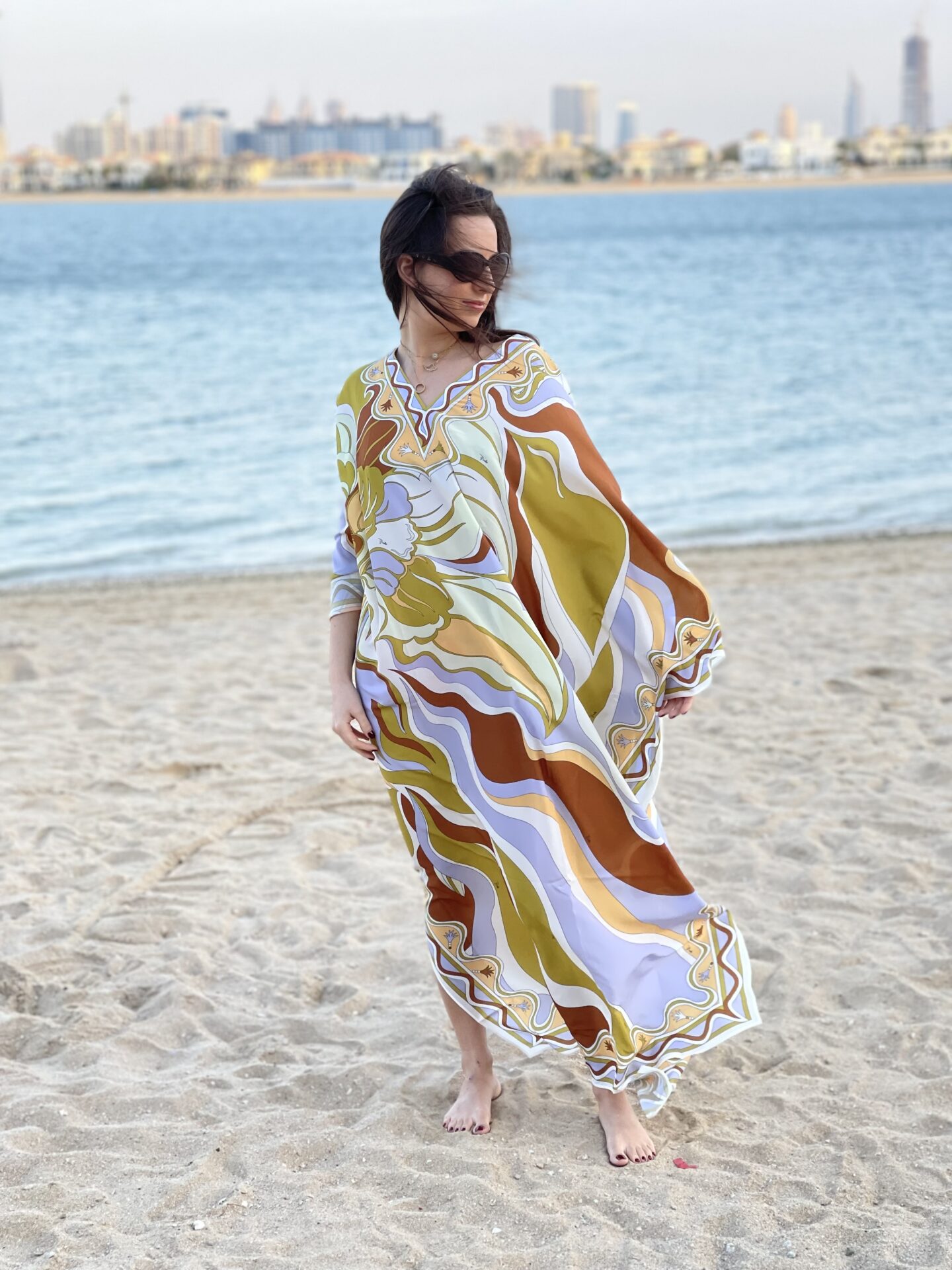 Fashion – Printed Kaftan Taupe