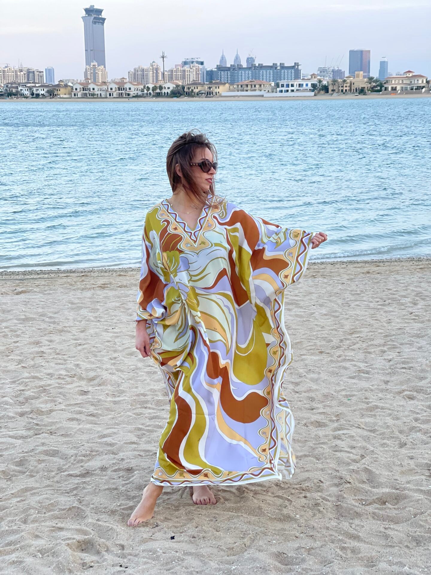 Fashion – Printed Kaftan Taupe