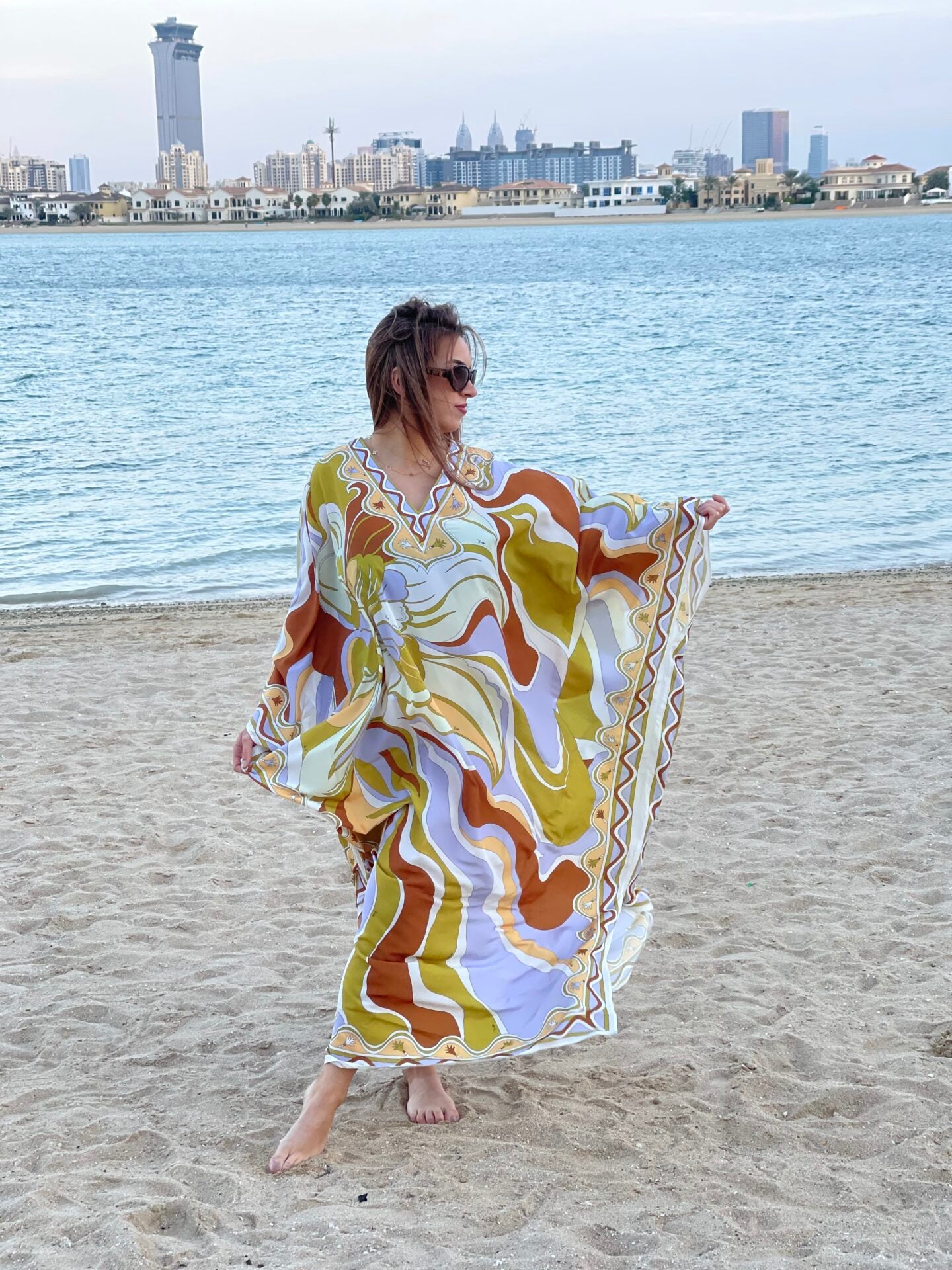 Fashion – Printed Kaftan Taupe