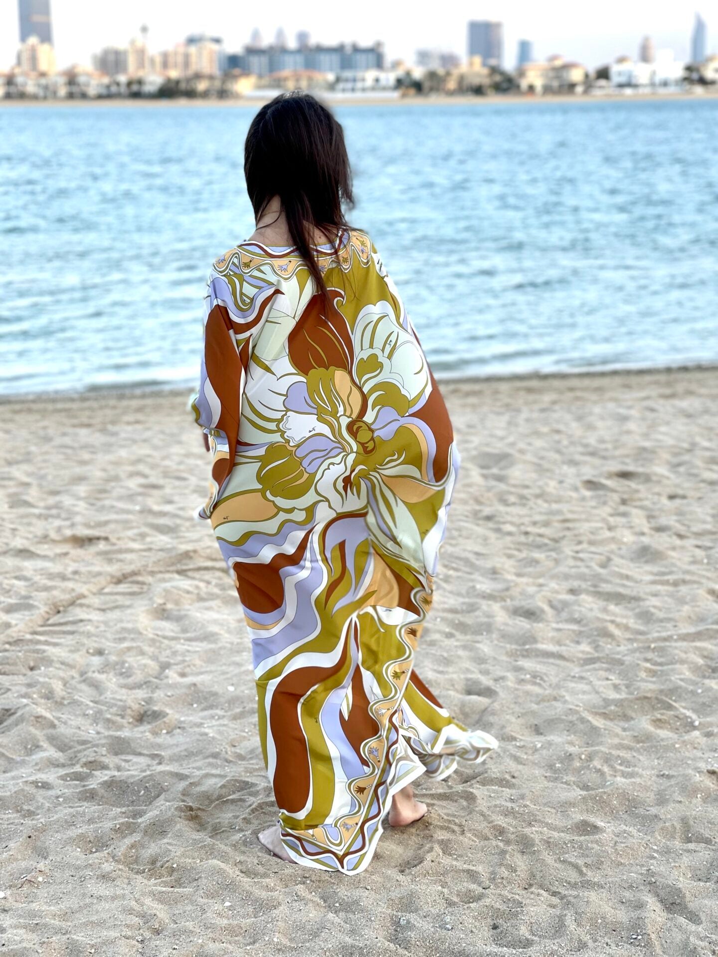 Fashion – Printed Kaftan Taupe