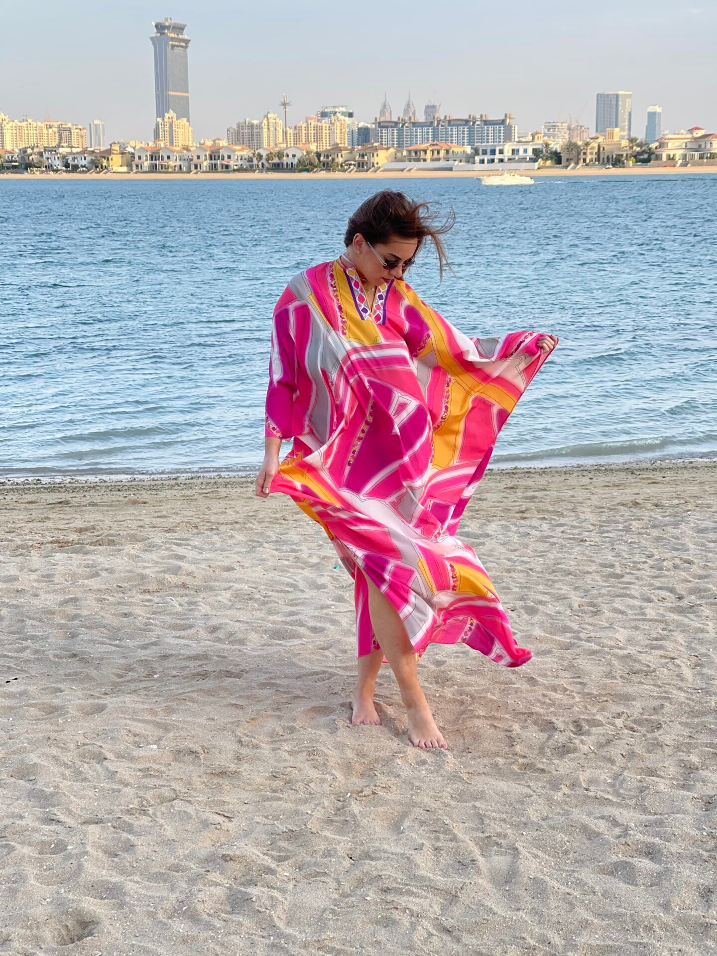 Fashion – Printed Kaftan Fuchsia