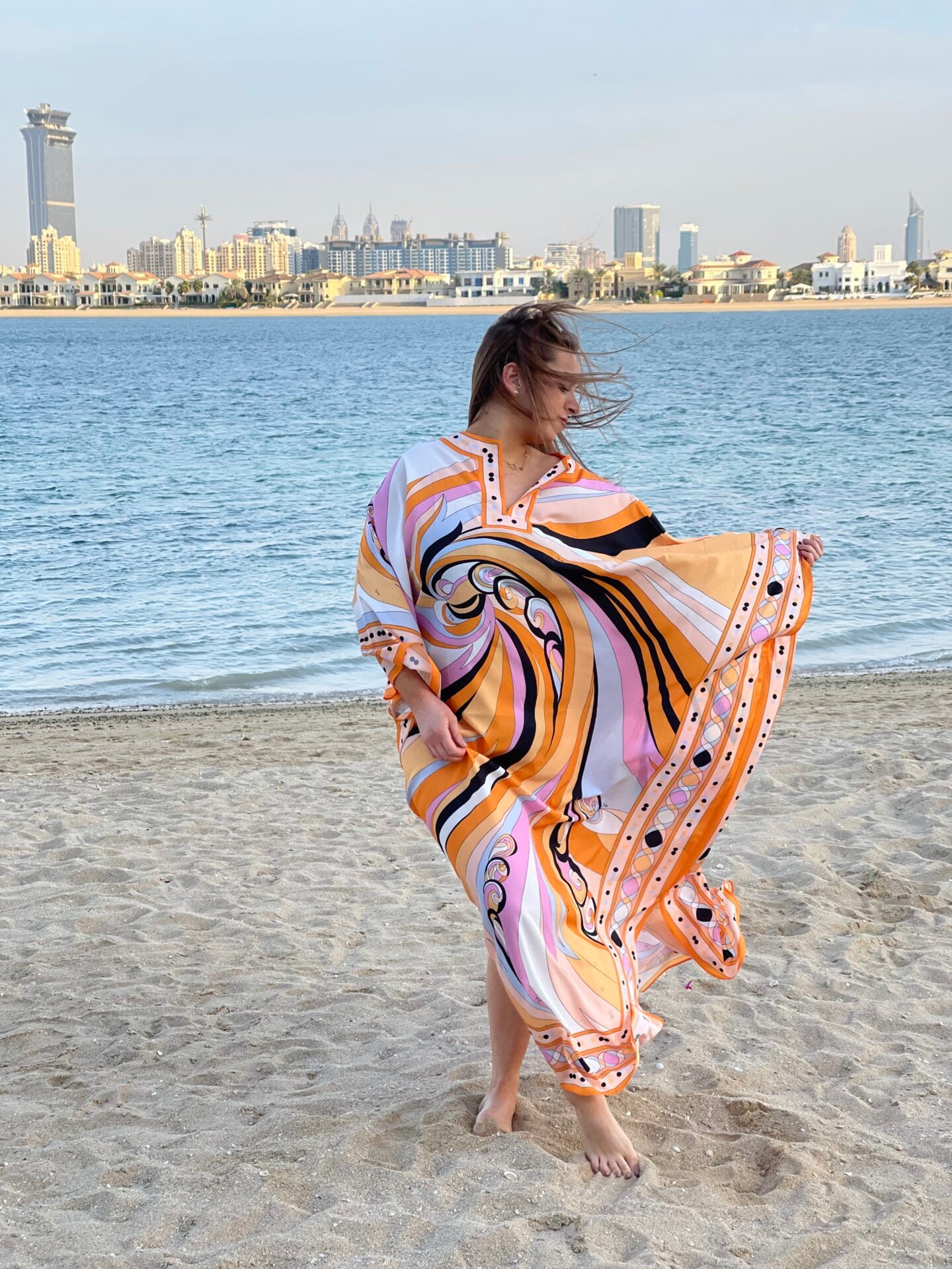 Fashion – Printed Kaftan Orange