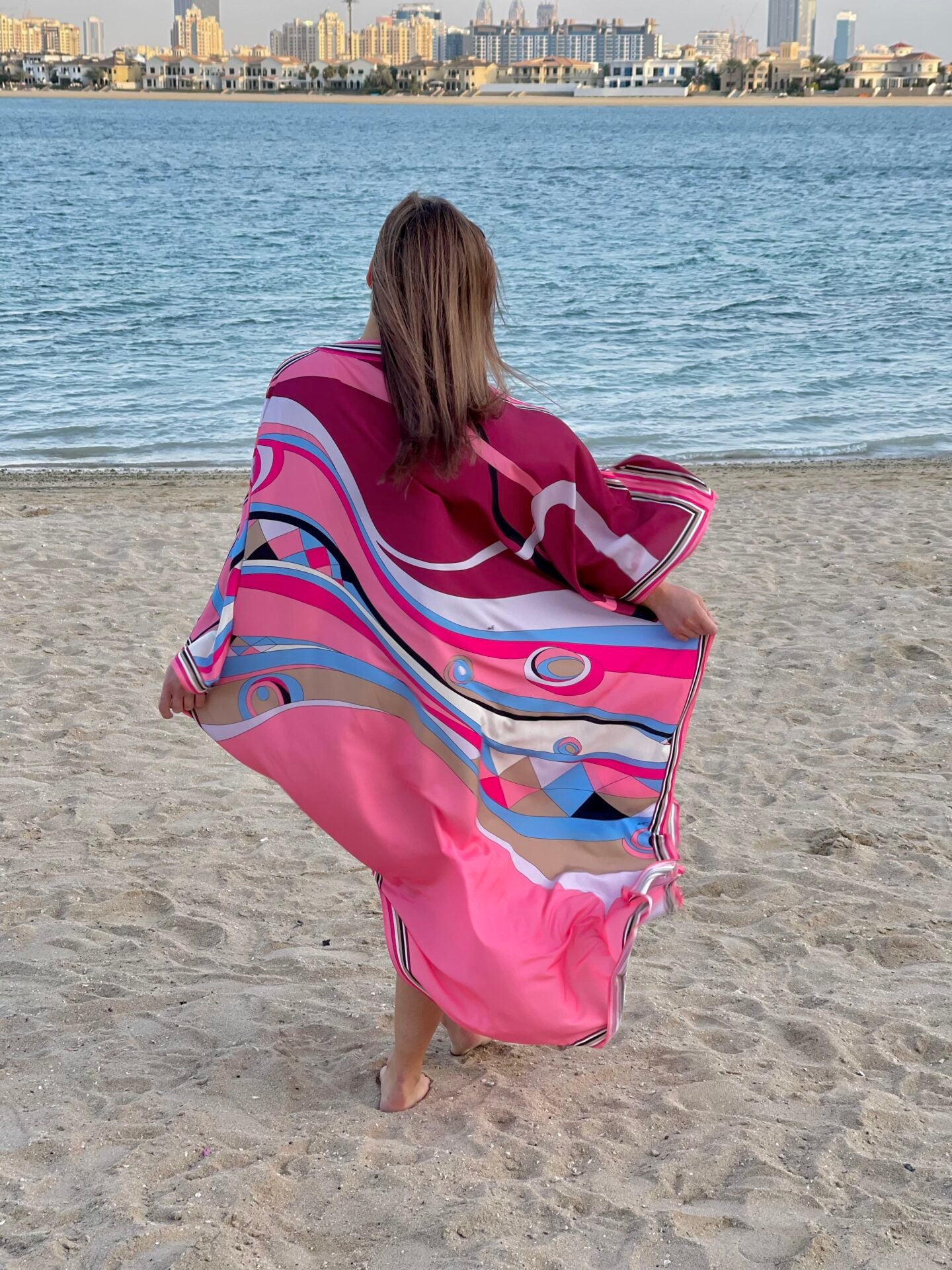 Fashion – Printed Kaftan Dark Pink