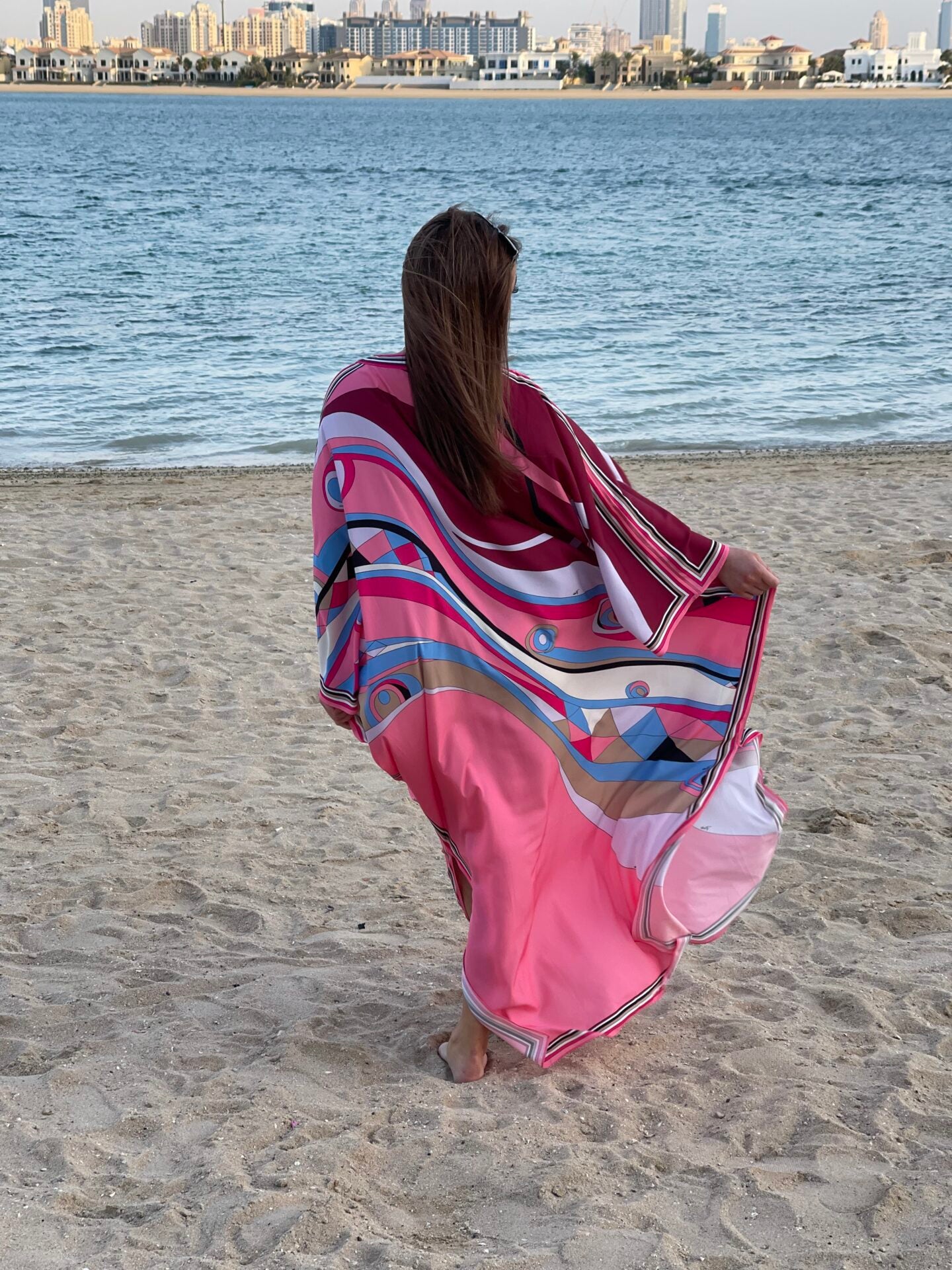 Fashion – Printed Kaftan Dark Pink