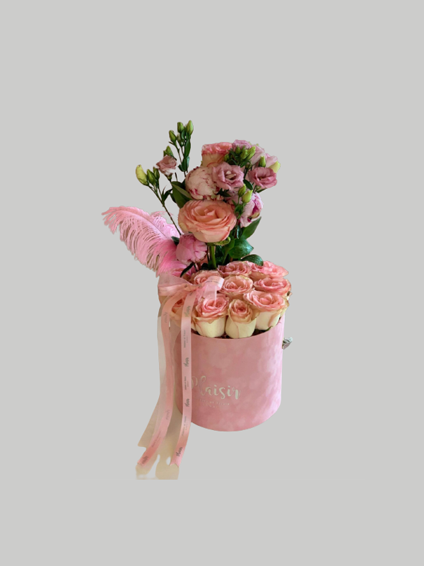 Velvet Cylinder - Pink on Pink Roses and Feathers