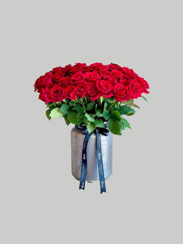 Vase Large Royal Silver - Red Roses