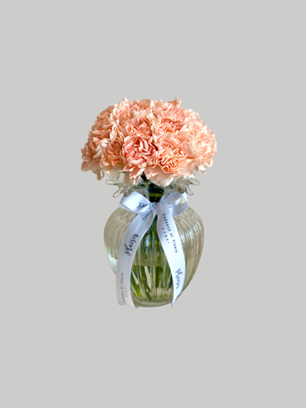 Vase Medium Bubblicious - Peach Carnations