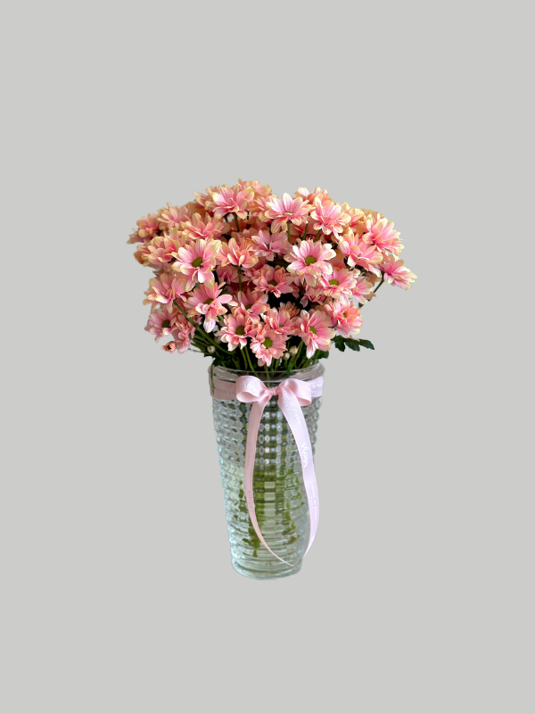 Vase Large Criss Cut - Sunshine Spray Chrysanthemums