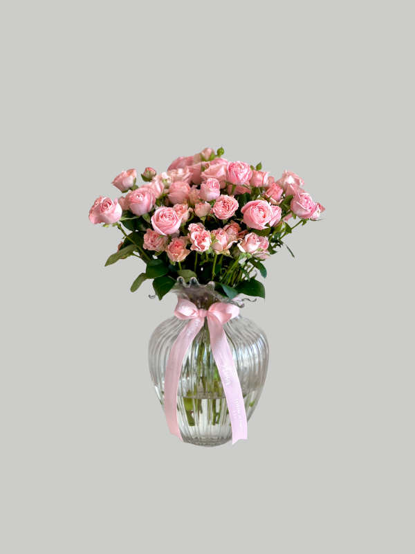 Vase Medium Bubblicious - Pink Spray Roses