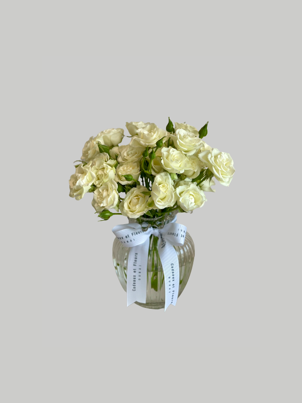 Vase Small Bubblicious - White Spray Roses