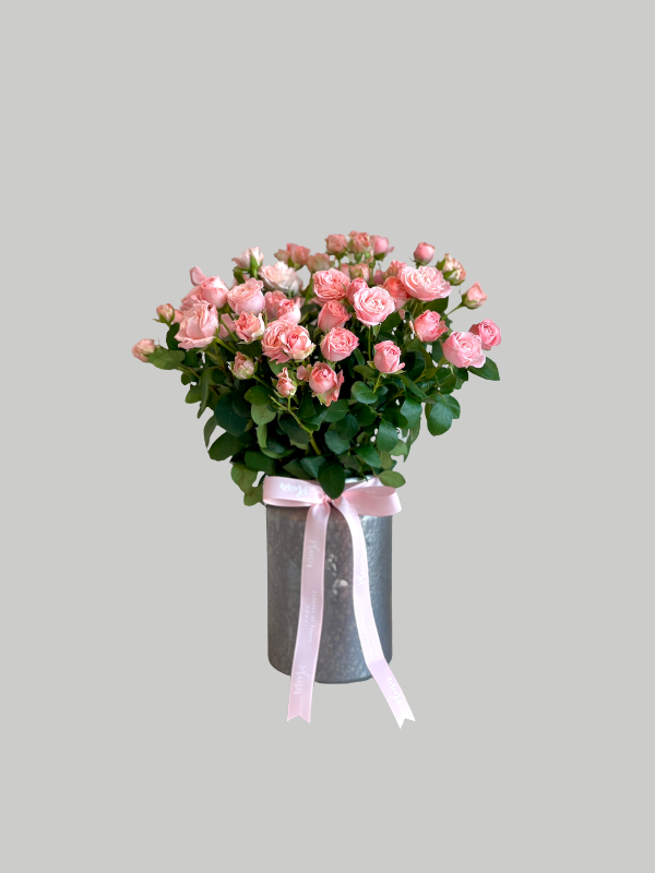 Vase Medium Royal Silver - Pink Spray Roses