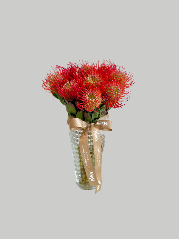 Vase Medium Criss Cut - Orange Succession Protea