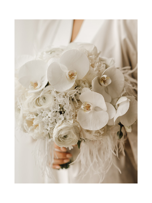 Bridal Bouquet - Feathers and Orchids Bouquet