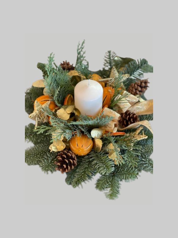 Festive Wreath Small - Orange and Green