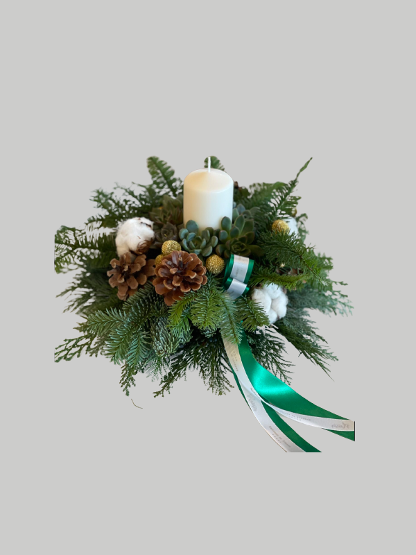 Festive Wreath Small - White and Green