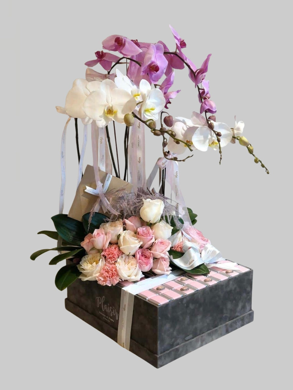 Velvet VIP Box - Luxury Orchids, Roses and Chocolates