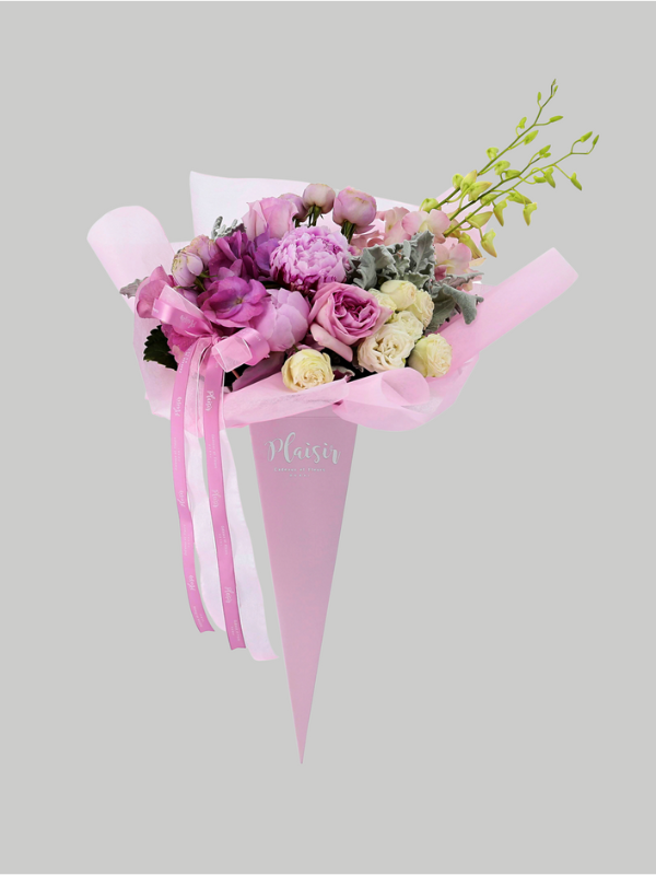 Flower Cone - Medium Pink and White