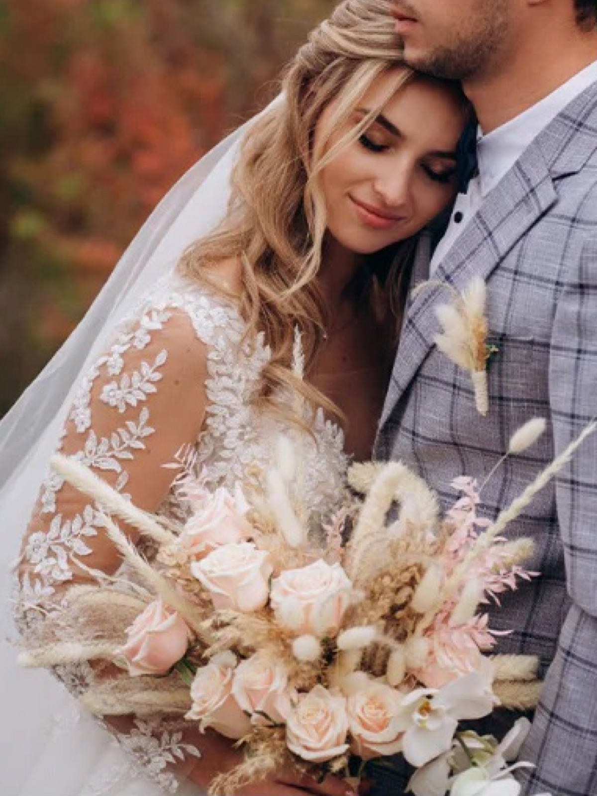 زفاف - باقة ورد لا نهائية وزهور مجففة