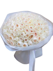 Hand-Tied Bouquet - 100 White O'Hara Roses