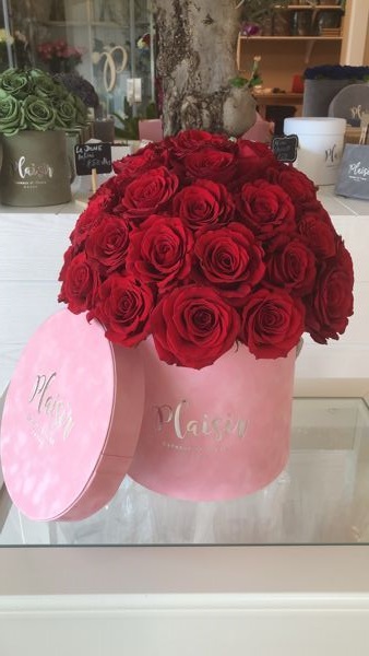 Red Cylinder Rose Dome with Pittosporum Flowers in Dubai