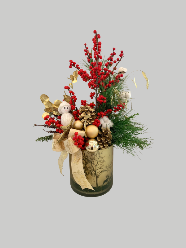 Gold Festive Vase – Mixed Arrangement