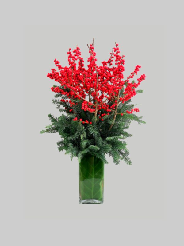 Vase – Festive Ilex and Pine Leaves