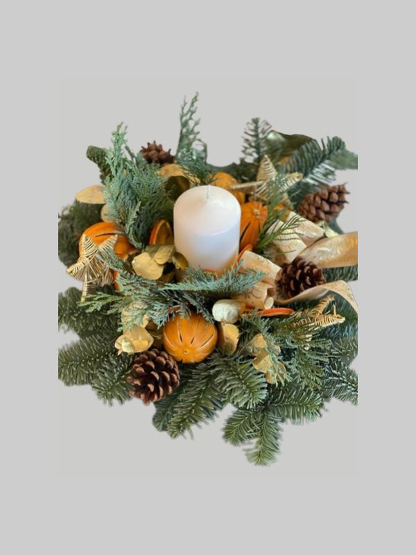 Wreath – Green & Orange Festive Small